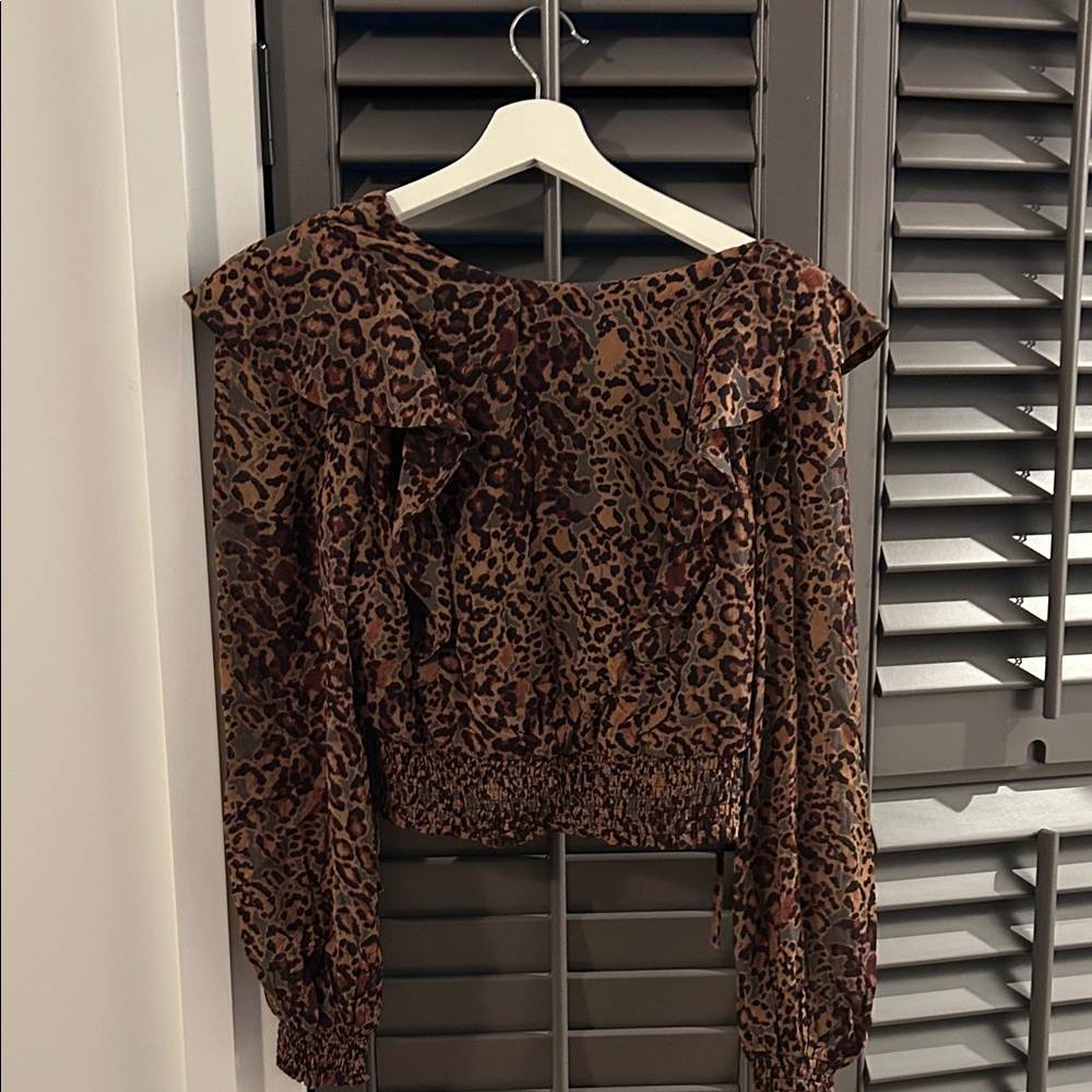 All Saints Brown Leopard Print Blouse